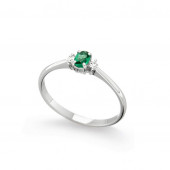 Inel din aur alb 18K cu smarald 0,18 ct. si diamante 0,05 ct., model Orsini 2683G-S3X4